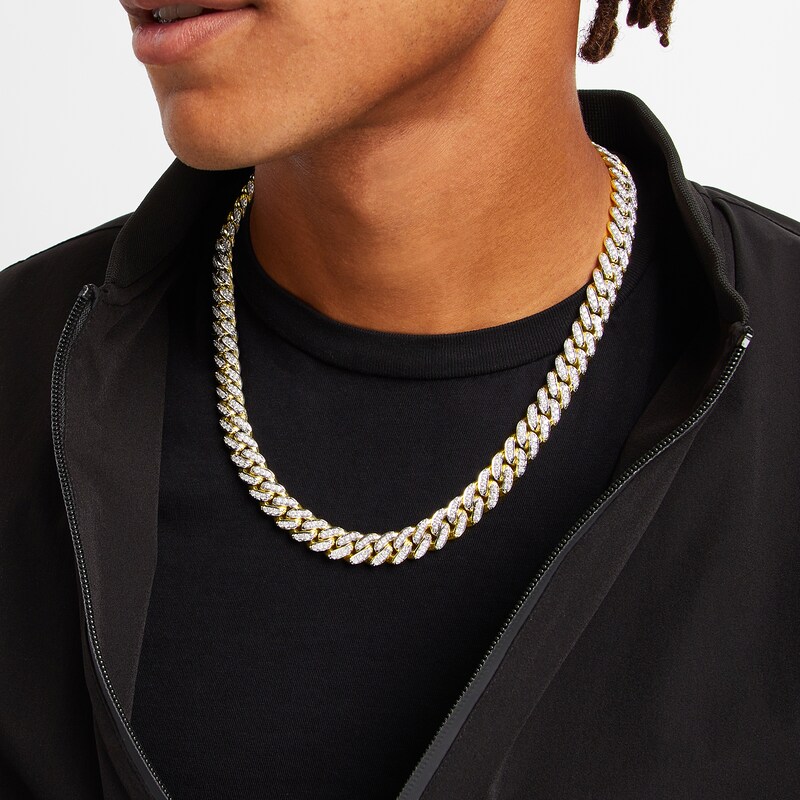 Main Image 4 of Zales x Alessi Domenico 12-3/4 CT. T.W. Diamond Miami Cuban Chain Necklace in 18K Gold - 22"