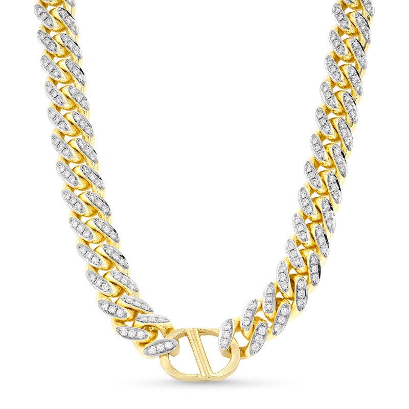 Main Image 6 of Zales x Alessi Domenico 12-3/4 CT. T.W. Diamond Miami Cuban Chain Necklace in 18K Gold - 22"
