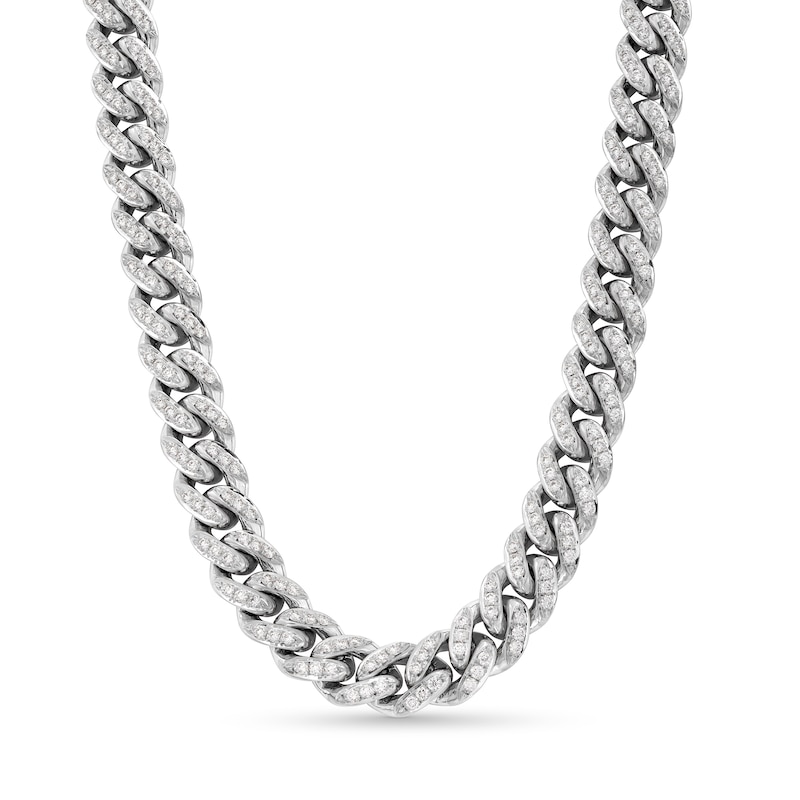 Zales x Alessi Domenico 11-1/2 CT. T.W. Diamond Miami Cuban Chain Necklace in 18K White Gold - 24"