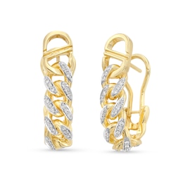 Zales x Alessi Domenico Diamond Miami Cuban Chain Hoop Earrings in 18K Gold