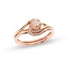 Thumbnail Image 0 of 5.0mm Morganite and 1/20 CT. T.W. Diamond Bypass Shank Bridal Set in 10K Rose Gold