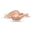 Thumbnail Image 4 of 5.0mm Morganite and 1/20 CT. T.W. Diamond Bypass Shank Bridal Set in 10K Rose Gold