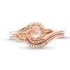 Thumbnail Image 3 of 5.0mm Morganite and 1/20 CT. T.W. Diamond Bypass Shank Bridal Set in 10K Rose Gold