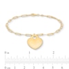 Thumbnail Image 4 of Heart-Shaped Disc Charm Bracelet in Hollow 10K Gold - 7.25"