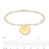 Thumbnail Image 3 of Heart-Shaped Disc Charm Bracelet in Hollow 10K Gold - 7.25"