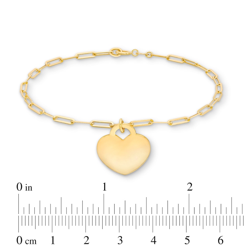 Heart-Shaped Disc Charm Bracelet in Hollow 10K Gold - 7.25"