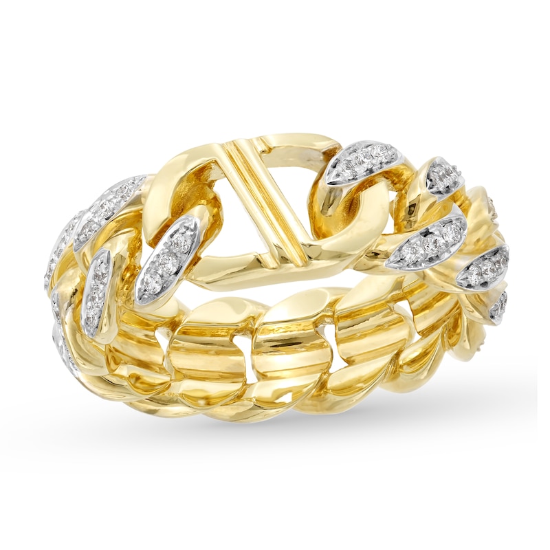 Zales x Alessi Domenico 1/3 CT. T.W. Diamond Miami Cuban Chain Ring in 18K Gold - Size 7-1/2