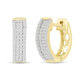 1/5 CT. T.W. Diamond Huggie Hoop Earrings in 10K Gold
