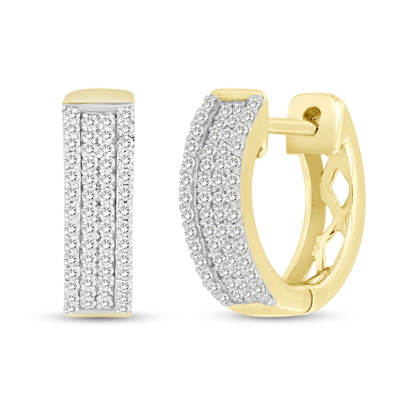 Main Image 1 of 1/5 CT. T.W. Diamond Huggie Hoop Earrings in 10K Gold