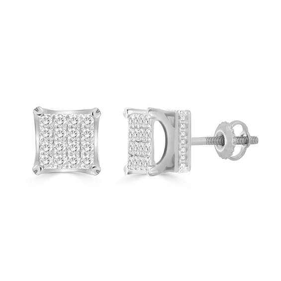 1/2 CT. T.w. Diamond Frame Hidden Halo Stud Earrings in 10K White Gold