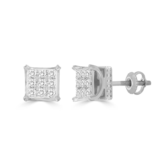1/4 CT. T.w. Diamond Frame Hidden Halo Stud Earrings in 10K White Gold