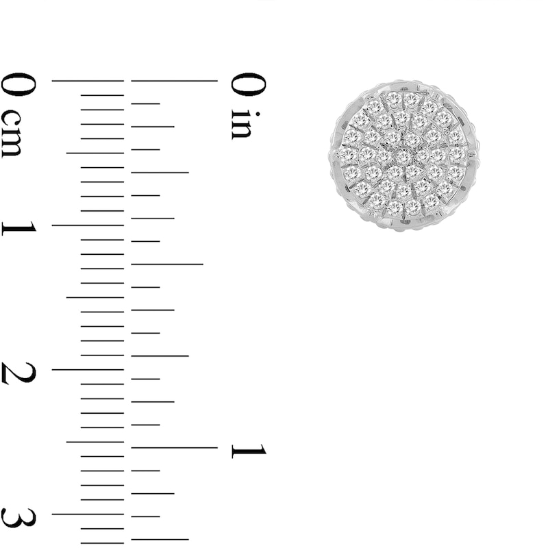 Main Image 2 of 1/6 CT. T.W. Diamond Frame Hidden Halo Stud Earrings in 10K White Gold