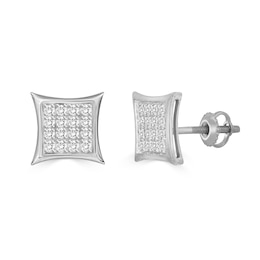 1/10 CT. T.W. Diamond Concave Frame Stud Earrings in 10K White Gold