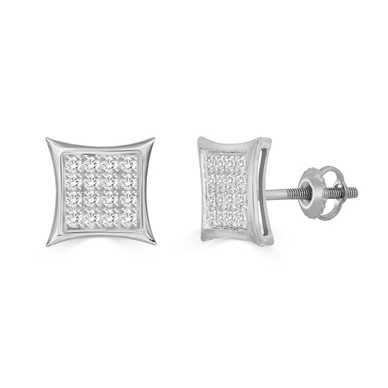 1/10 CT. T.w. Diamond Concave Frame Stud Earrings in 10K White Gold