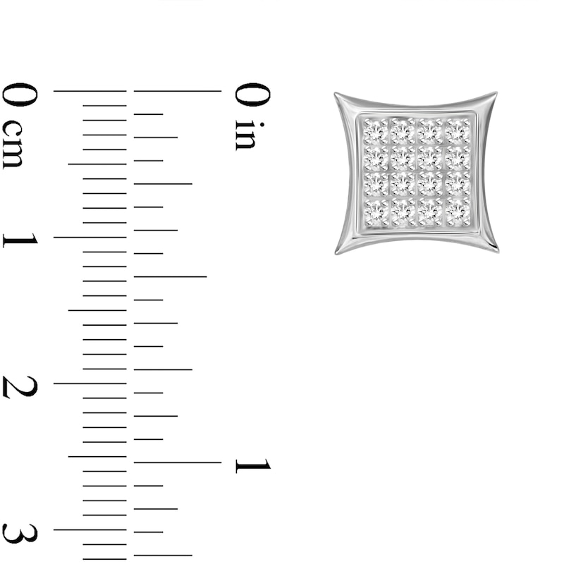 Main Image 2 of 1/10 CT. T.W. Diamond Concave Frame Stud Earrings in 10K White Gold