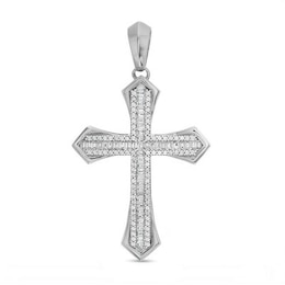 1 CT. T.W. Diamond Flare-Edge Cross Necklace Charm in 10K White Gold