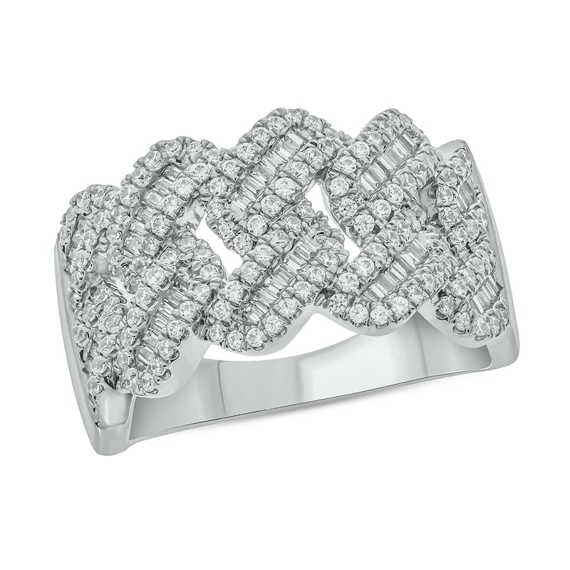 Main Image 1 of 1 CT. T.W. Multi-Diamond Curb Chain Ring in 10K White Gold