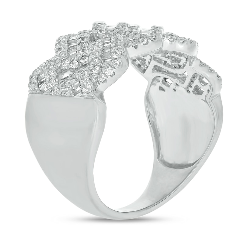 Main Image 2 of 1 CT. T.W. Multi-Diamond Curb Chain Ring in 10K White Gold