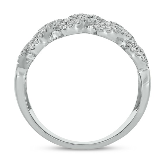 1 CT. T.w. Multi-Diamond Curb Chain Ring in 10K White Gold