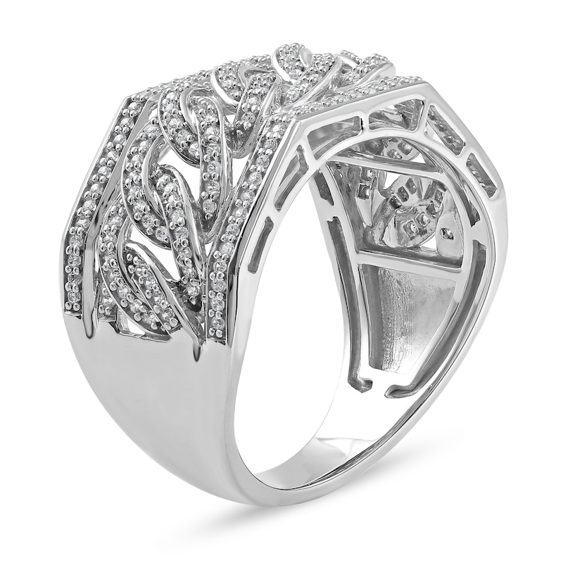 Main Image 2 of 1/2 CT. T.W. Diamond Angled Curb Link Ring in 10K White Gold