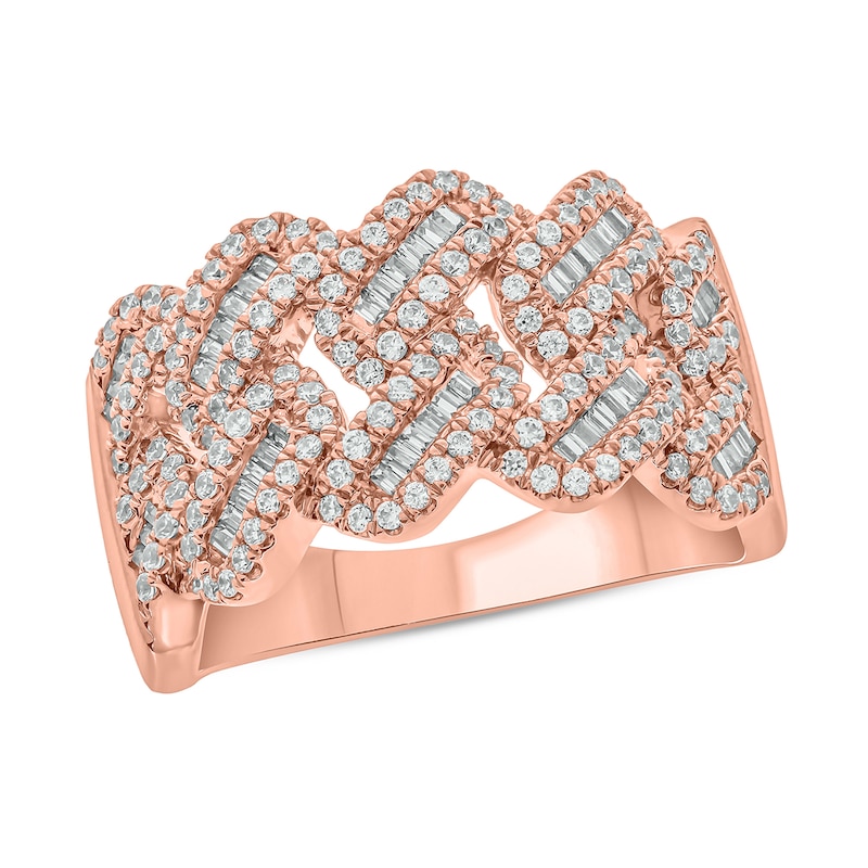 Main Image 1 of 1 CT. T.W. Multi-Diamond Curb Chain Ring in 10K Rose Gold