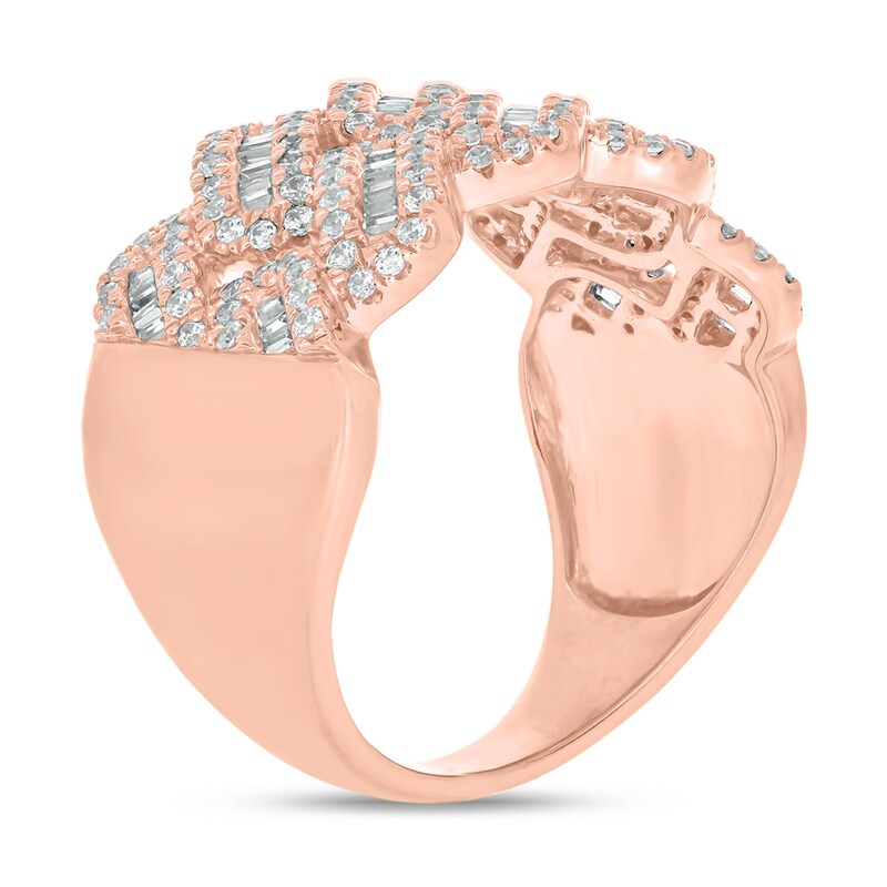 Main Image 2 of 1 CT. T.W. Multi-Diamond Curb Chain Ring in 10K Rose Gold