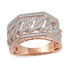 Thumbnail Image 1 of 1/2 CT. T.W. Diamond Angled Curb Link Ring in 10K Rose Gold