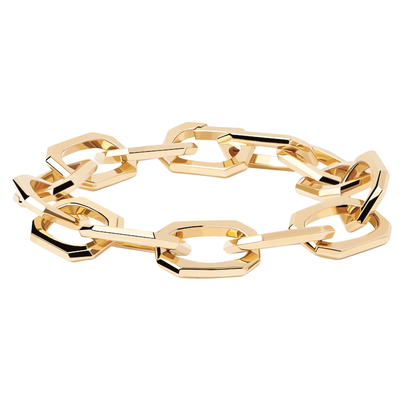 Main Image 1 of PDPAOLA™ at Zales Octagon Link Chain Bracelet in Brass with 18K Gold Plate - 8"