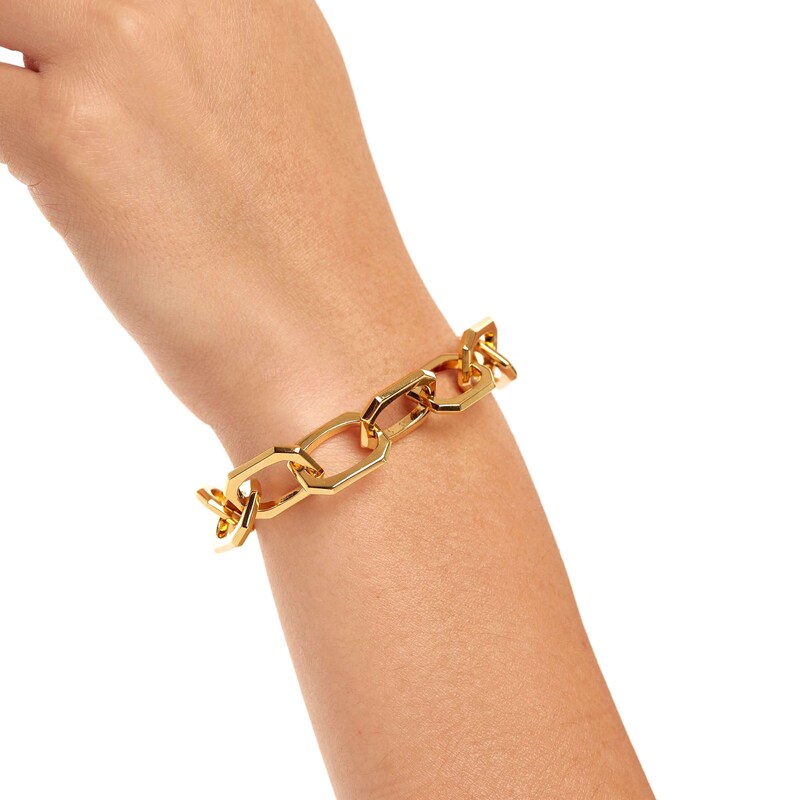 Main Image 2 of PDPAOLA™ at Zales Octagon Link Chain Bracelet in Brass with 18K Gold Plate - 8"