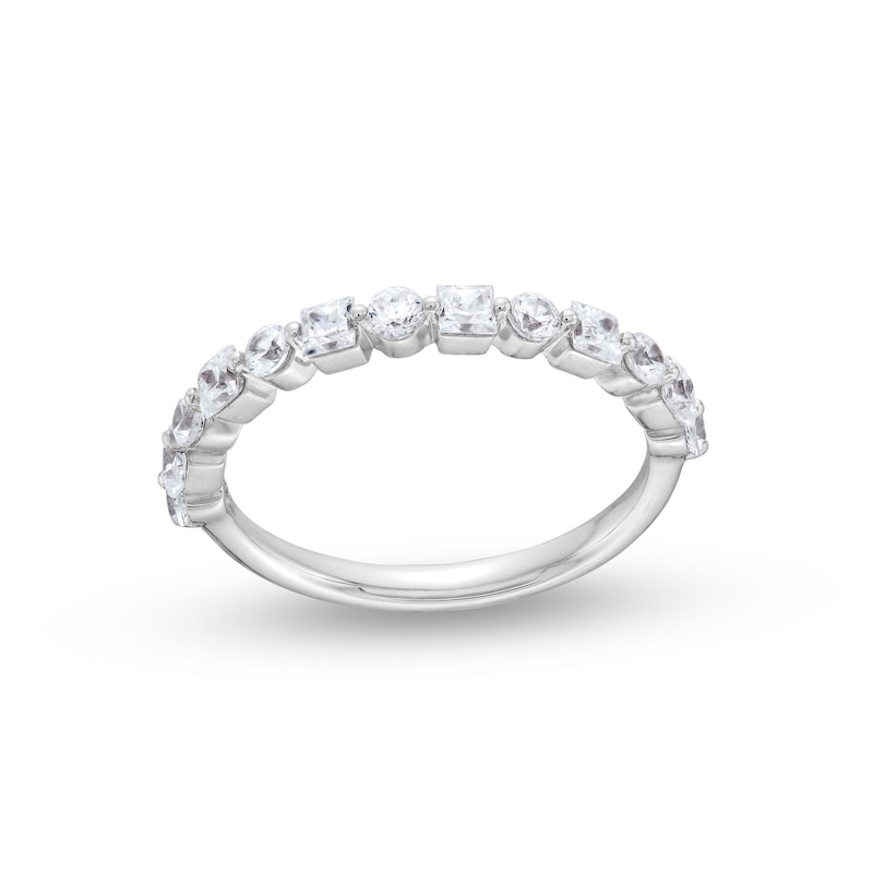 Main Image 1 of 3/4 CT. T.W. Princess-Cut and Round Diamond Alternating Anniversary Band in 14K White Gold