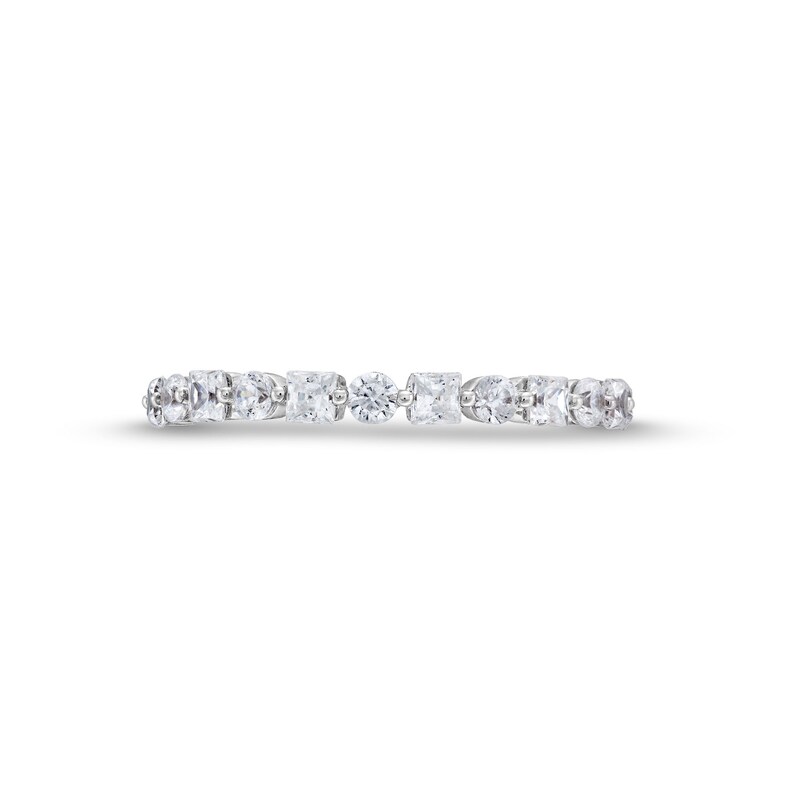 Main Image 4 of 3/4 CT. T.W. Princess-Cut and Round Diamond Alternating Anniversary Band in 14K White Gold