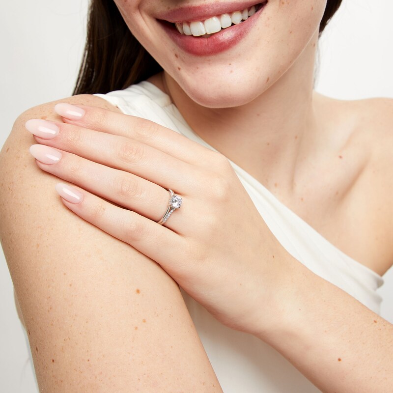 Main Image 2 of 1 CT. T.W. Diamond Split Shank Engagement Ring in 14K White Gold