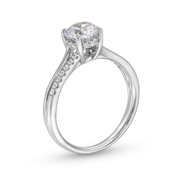 1 CT. T.w. Diamond Split Shank Engagement Ring in 14K White Gold