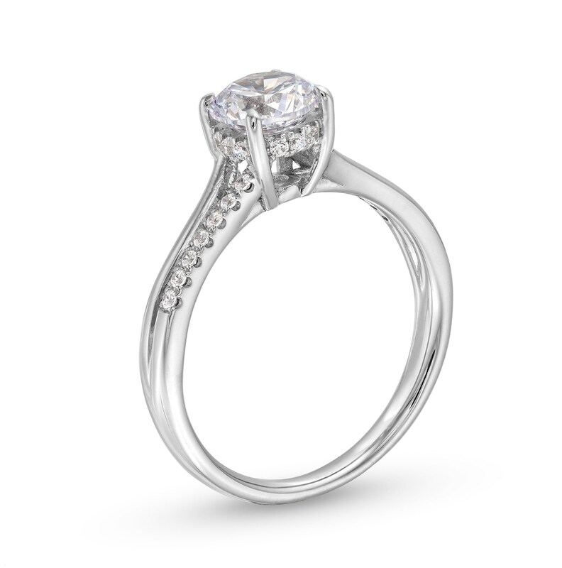 Main Image 3 of 1 CT. T.W. Diamond Split Shank Engagement Ring in 14K White Gold