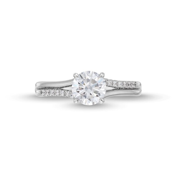 1 CT. T.w. Diamond Split Shank Engagement Ring in 14K White Gold