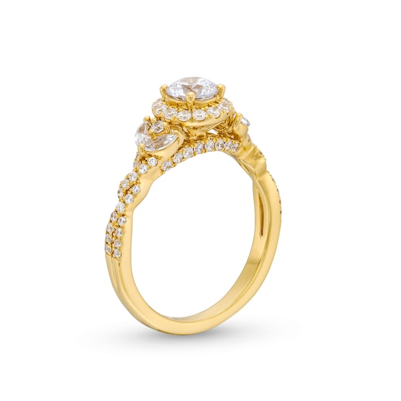1-1/4 CT. T.w. Diamond Frame Leaf-Sides Twist Shank Engagement Ring in 14K Gold