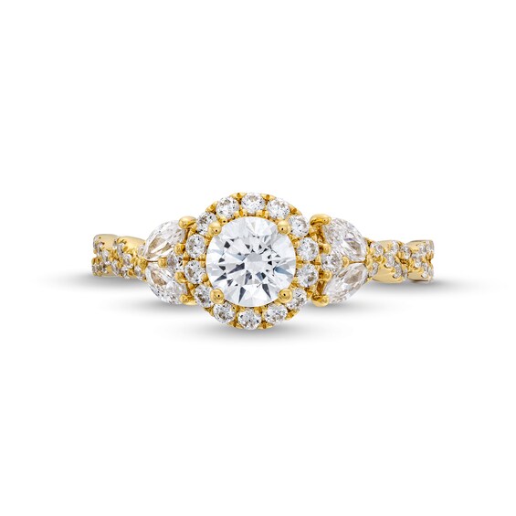 1-1/4 CT. T.w. Diamond Frame Leaf-Sides Twist Shank Engagement Ring in 14K Gold