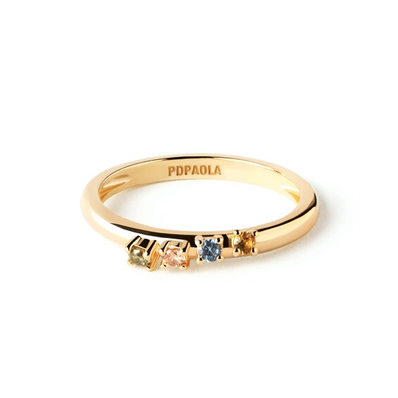 PDPAOLAâ¢ at Zales Multi-Color Cubic Zirconia Four Stone Ring in Sterling Silver with 18K Gold Plate