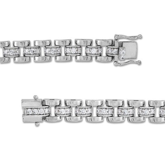 2 CT. T.w. Diamond Alternating Triple Row Bar Link Bracelet in 10K White Gold