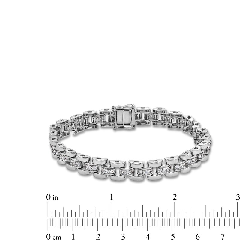 Main Image 4 of 2 CT. T.W. Diamond Alternating Triple Row Bar Link Bracelet in 10K White Gold