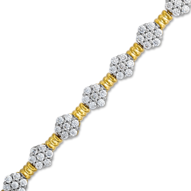 Main Image 1 of 3 CT. T.W. Multi-Diamond Alternating Flower Line Bracelet in 10K Gold - 7.5"
