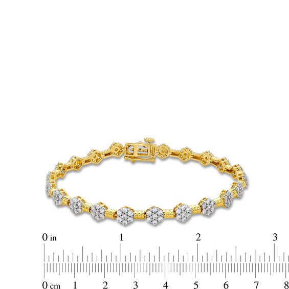 3 CT. T.w. Multi-Diamond Alternating Flower Line Bracelet in 10K Gold - 7.5"
