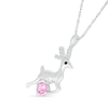 Thumbnail Image 2 of Pink and White Lab-Created Sapphire Reindeer Pendant in Sterling Silver