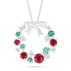Thumbnail Image 1 of Lab-Created Ruby, Lab-Created Emerald and White Lab-Created Sapphire Wreath Pendant in Sterling Silver