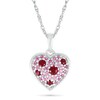 Thumbnail Image 0 of Lab-Created Ruby and Pink Lab-Created Sapphire Heart Pendant in Sterling Silver