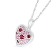 Thumbnail Image 1 of Lab-Created Ruby and Pink Lab-Created Sapphire Heart Pendant in Sterling Silver