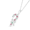 Thumbnail Image 2 of Lab-Created Ruby, Lab-Created Emerald and White Lab-Created Sapphire Candy Cane Pendant in Sterling Silver