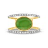 Thumbnail Image 4 of Sideways Oval Jade and 1/5 CT. T.W. Diamond Open Shank Ring in 10K Gold