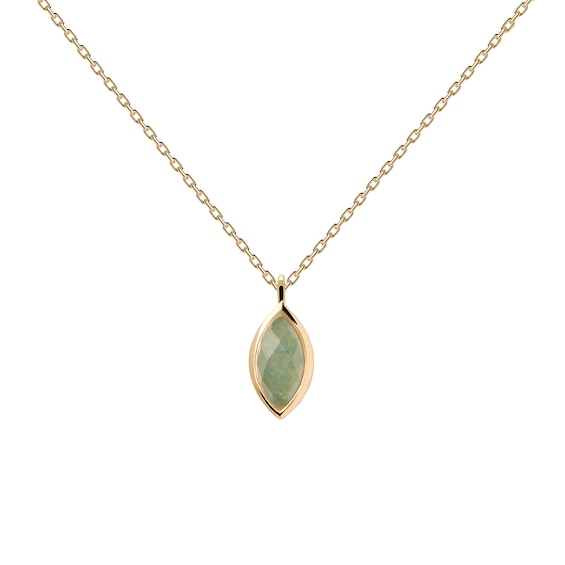 PDPAOLAâ¢ at Zales Marquise-Cut Aventurine Solitaire Pendant in Sterling Silver with 18K Gold Plate - 19.5"