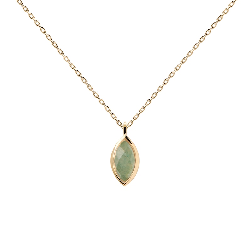 Main Image 1 of PDPAOLA™ at Zales Marquise-Cut Aventurine Solitaire Pendant in Sterling Silver with 18K Gold Plate - 19.5"